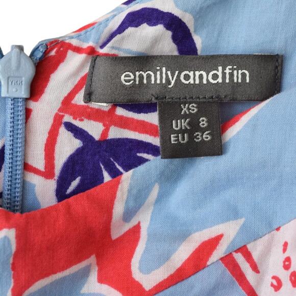 Modcloth Emily and Fin Valerie Retro Midi A-line Dress Blue Cocktail Print - Picture 6 of 8